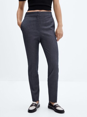 MANGO Regular Pleated Pants 'ROQUE' in Blue: front