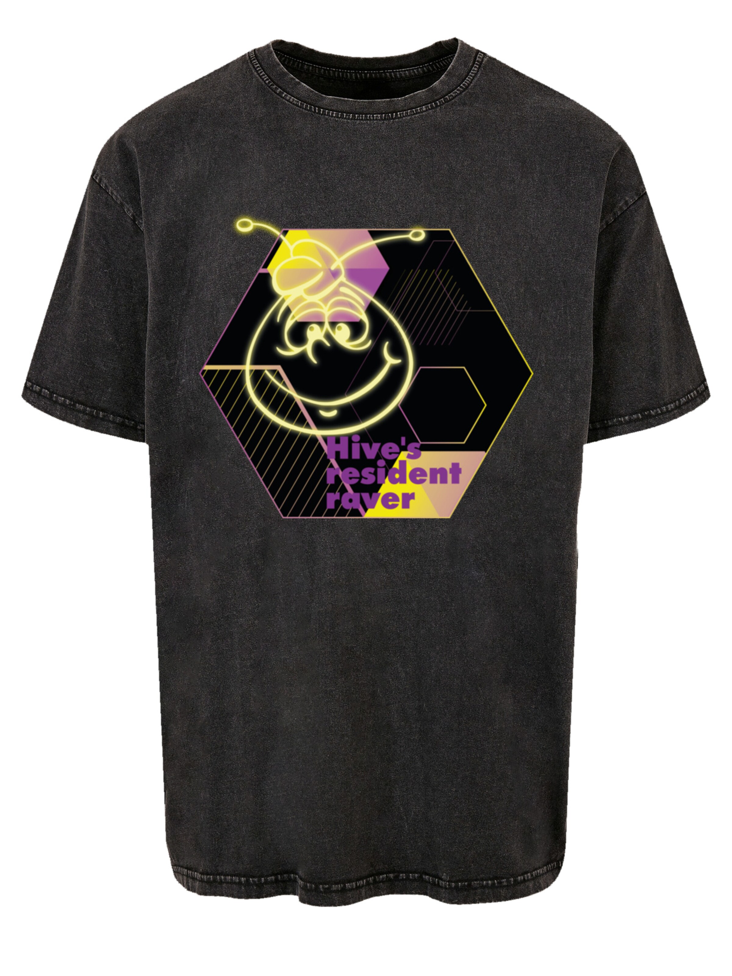 F4NT4STIC Shirt 'Die Biene Maja Hives Resident Raver' in Zwart: voorkant