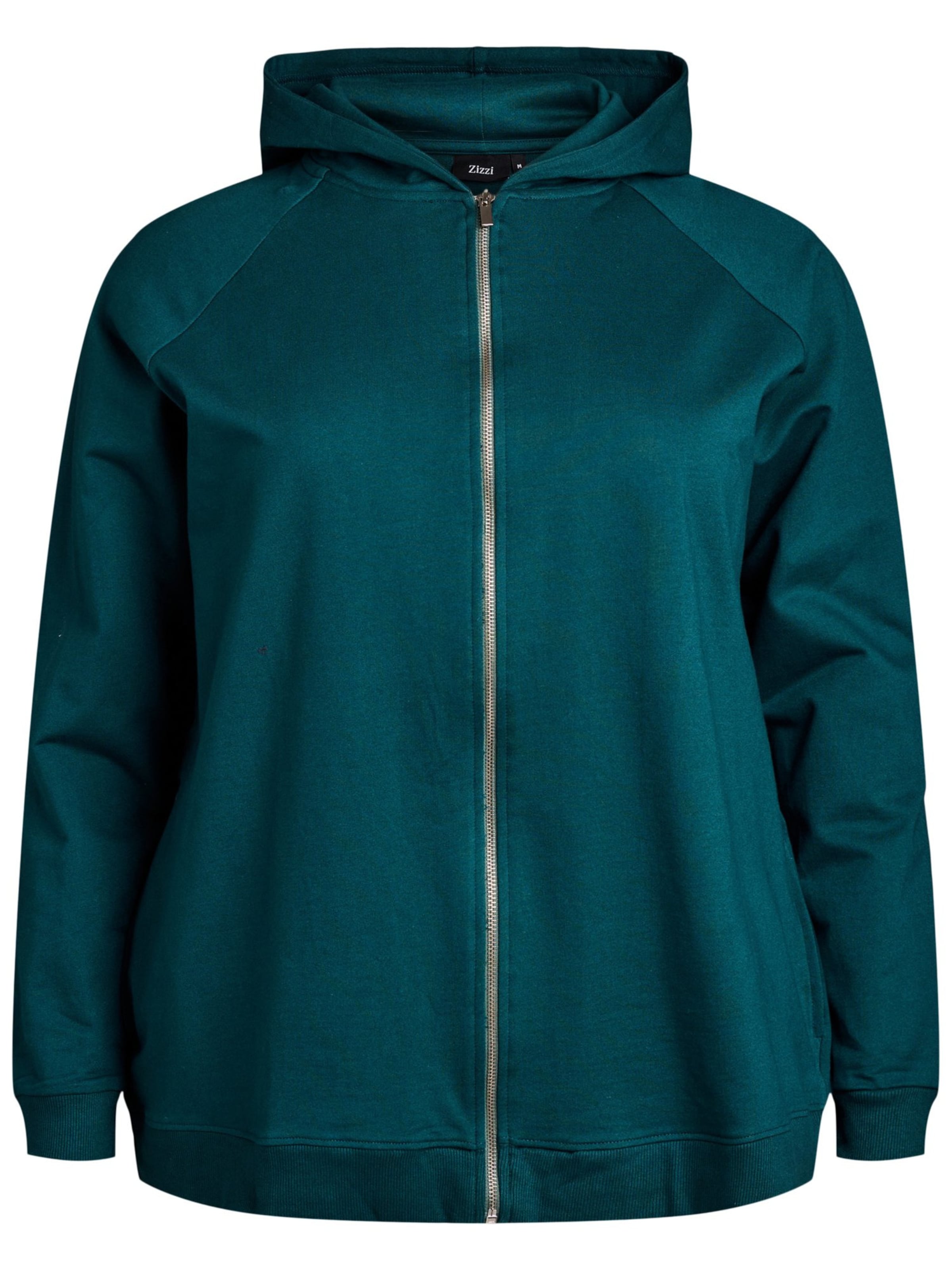 Zizzi Ζακέτα φούτερ 'Ani' σε πράσινο: μπροστά