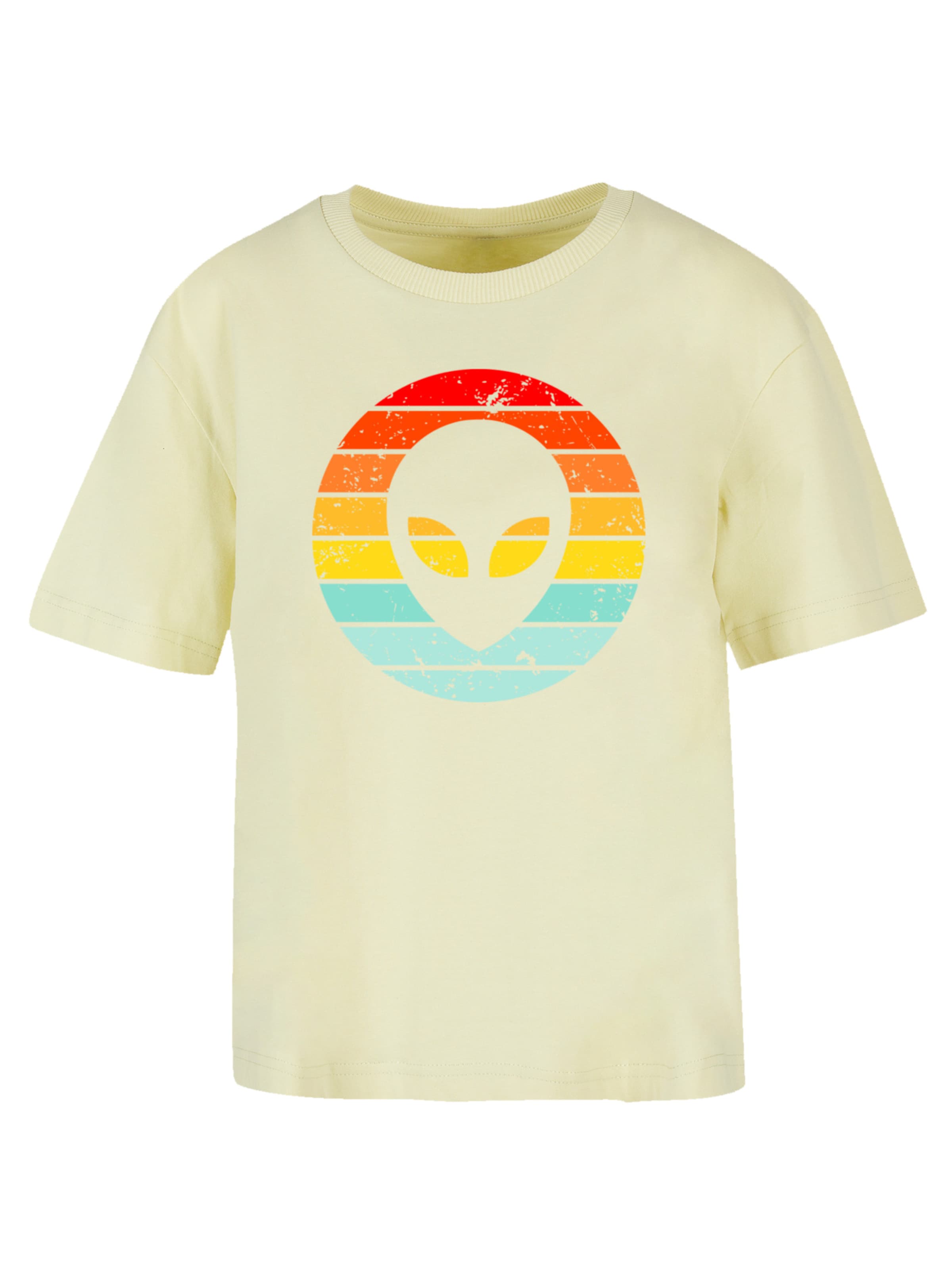 F4NT4STIC Shirt 'Alien Retro Sonnenuntergang' in Geel: voorkant