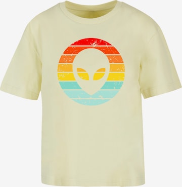 F4NT4STIC Shirt 'Alien Retro Sonnenuntergang' in Geel: voorkant