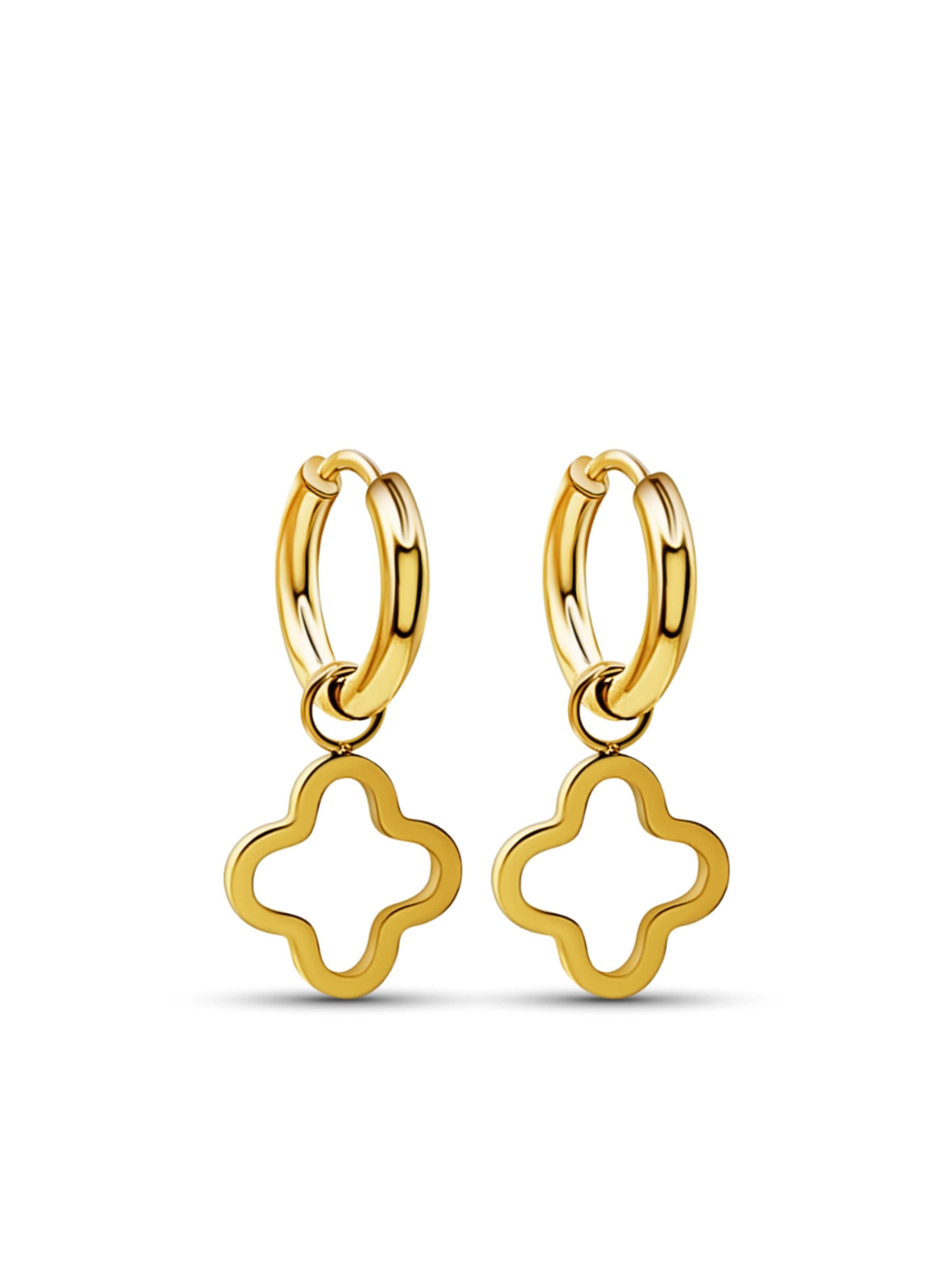 Pure Schmuck Ohrringe 'Clover Twilight'‌‌‌‌ in Gold: Vorderseite