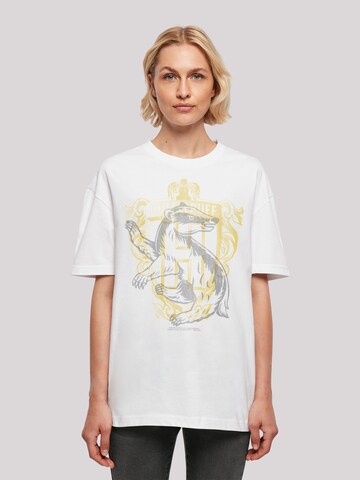 F4NT4STIC Shirt 'Harry Potter Hufflepuff Budger Crest' in Wit: voorkant
