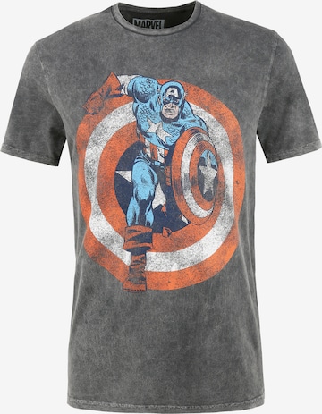 Recovered Shirt 'Marvel Captain America Shield' in Grijs: voorkant