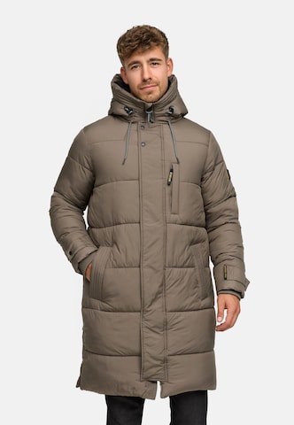 INDICODE JEANS Winterjas 'Studs' in Bruin: voorkant