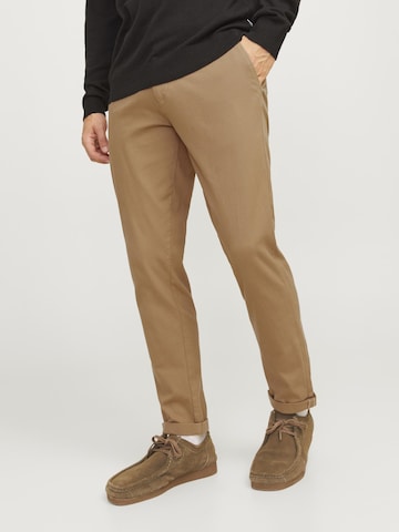 JACK & JONES Slim fit Chino Pants 'JPSTMarco JJFury' in Brown: front