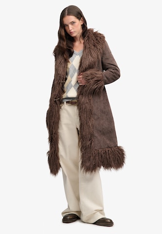 Superdry & Co Between-Seasons Coat 'Afghan' in Brown