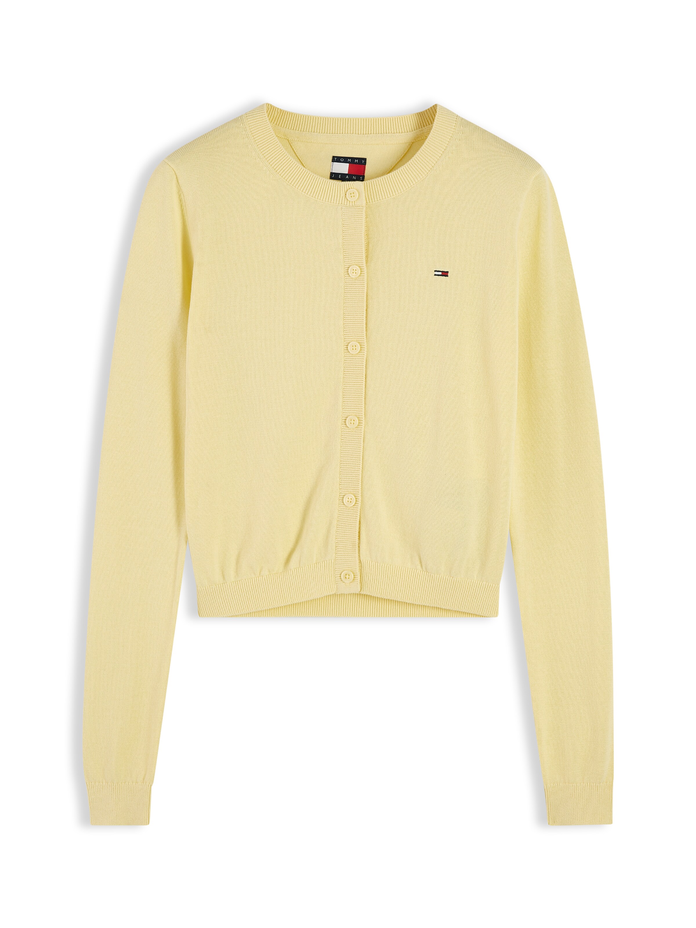 Tommy Jeans Strickjacke 'ESSENTIAL' in Gelb: Vorderseite