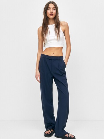 Pull&Bear Loose fit Pleat-Front Pants in Blue