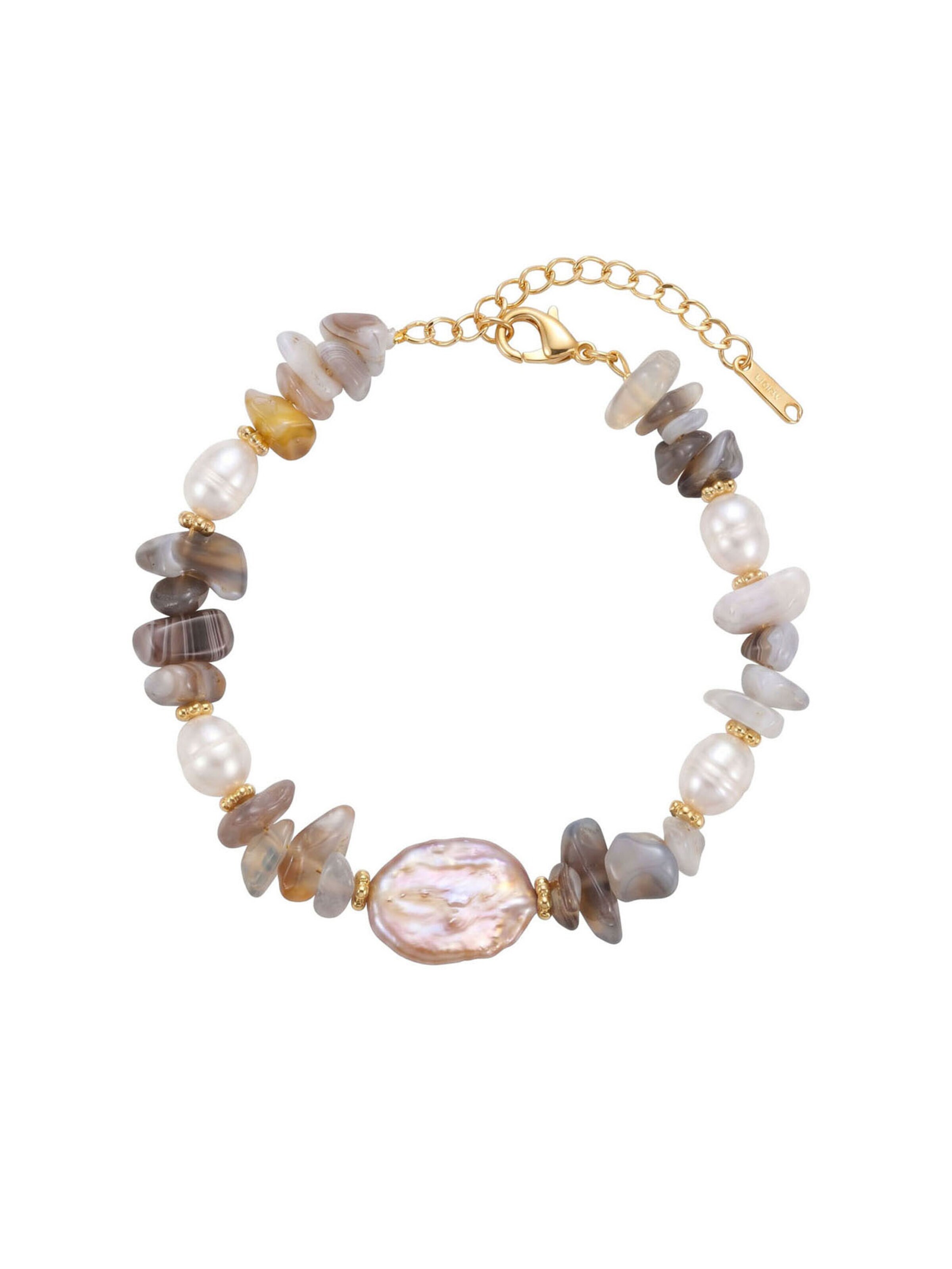 Nemomatheo Armband 'Coastal Dream – Naturstein Armband mit Süßwasserperlen'‌‌‌‌‌‌‌‌ in 18-23 cm in gold, Produktansicht