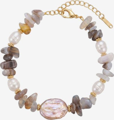 Nemomatheo Armband 'Coastal Dream – Naturstein Armband mit Süßwasserperlen' in 18-23 cm in gold, Produktansicht