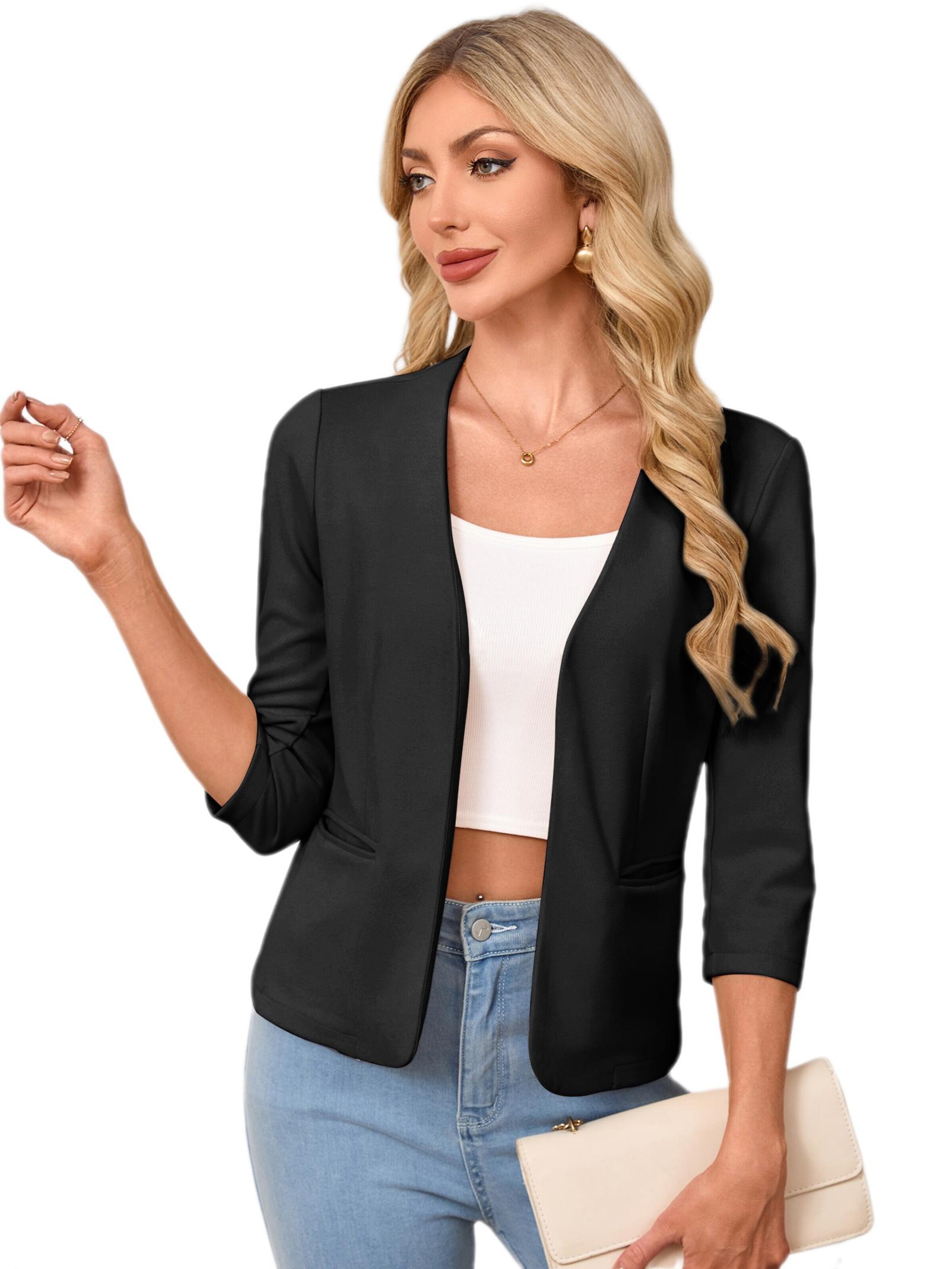 Yesfashion Marynarka w kolorze czarny