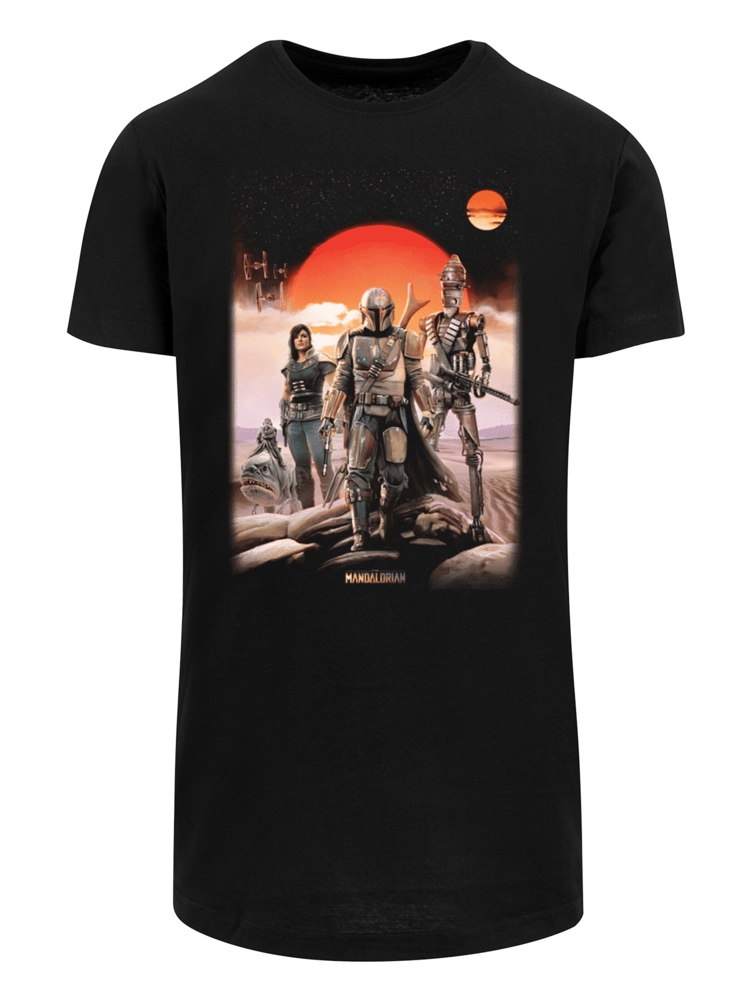 Maglietta 'Star Wars The Mandalorian Warriors' di F4NT4STIC in nero: frontale