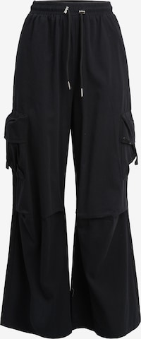 Influencer Wide Leg Gargohousut 'Drawstring' värissä musta: etupuoli