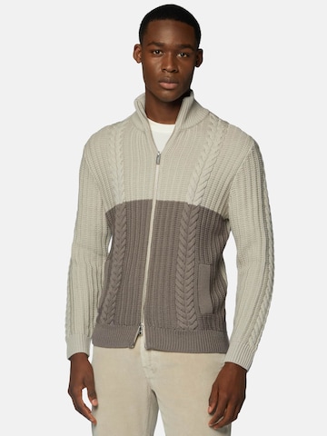 Boggi Milano Knit Cardigan 'Two-Tone' in Beige: front