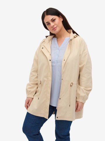 Zizzi Between-Seasons Parka 'Camma' in Beige: front