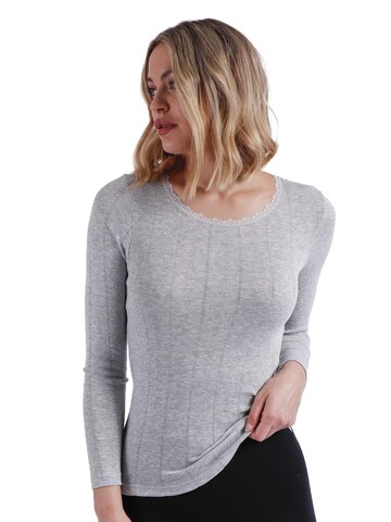 admas - Top 'ADMAS Camiseta Manga Larga Canalé para Mujer' en gris: frente