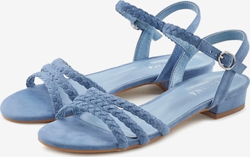 LASCANA Sandalen met riem in Blauw