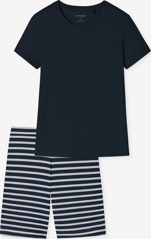 SCHIESSER Korte pyjama ' Essential Stripes ' in Blauw: voorkant