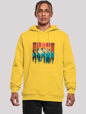 Sweat-shirt 'Berg Sonnenuntergang Retro' F4NT4STIC en jaune : devant