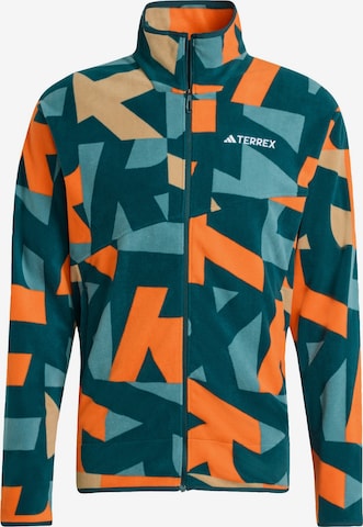 ADIDAS TERREXTehnička flis jakna 'Multi Printed Full-Zip Fleece' - zelena boja: prednji dio