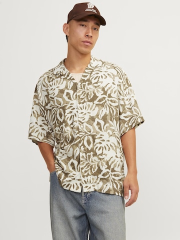 JACK & JONES Comfort fit Button Up Shirt 'JJBlurexton' in Beige: front