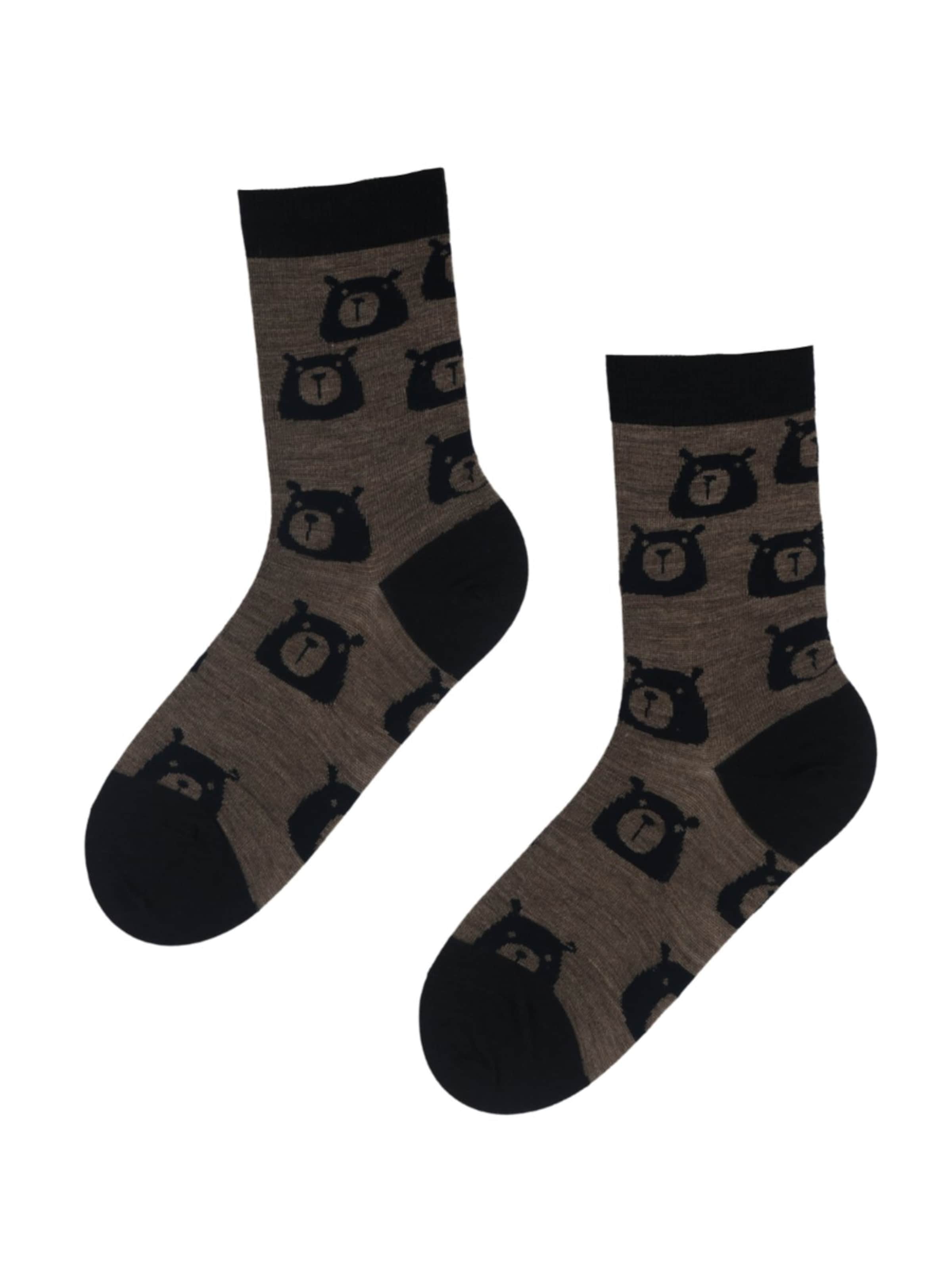 Calzino 'BEAR WOOL merino wool socks with bears' di Sokisahtel in marrone: frontale
