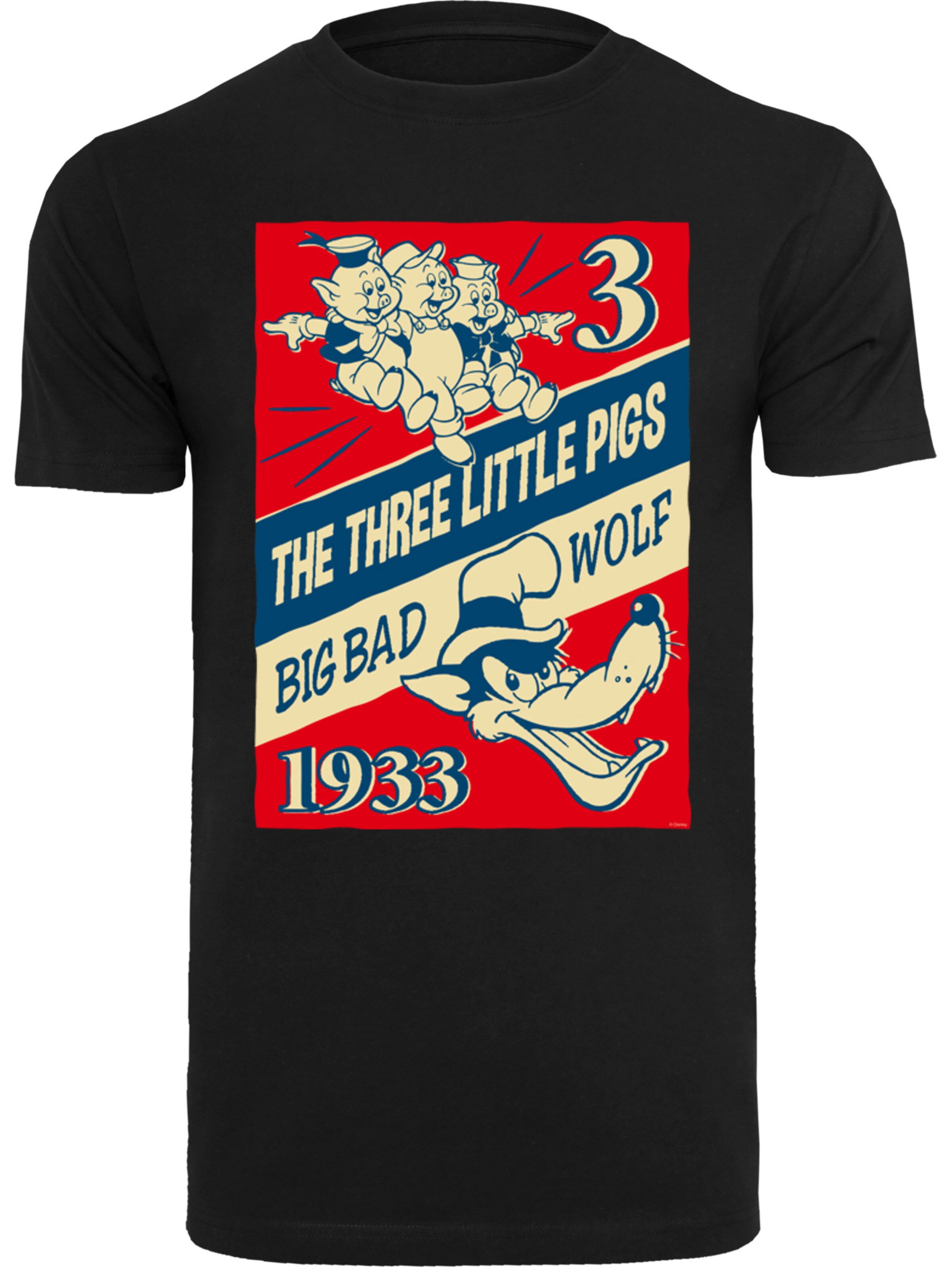 T-Shirt 'Disney Die Drei Kleinen Schweinchen' F4NT4STIC en noir : devant