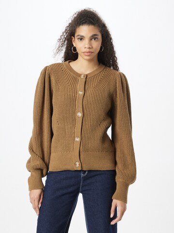 Y.A.S Knit cardigan in Brown: front