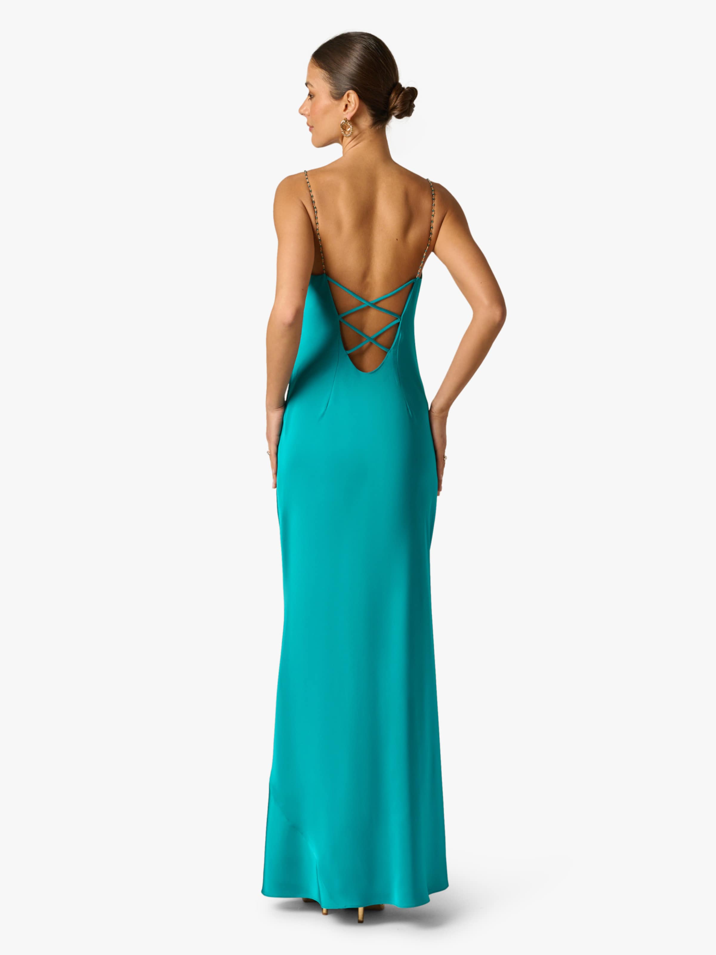 Adrianna Papell Avondjurk 'Stretch Satin Long Dress' in Groen