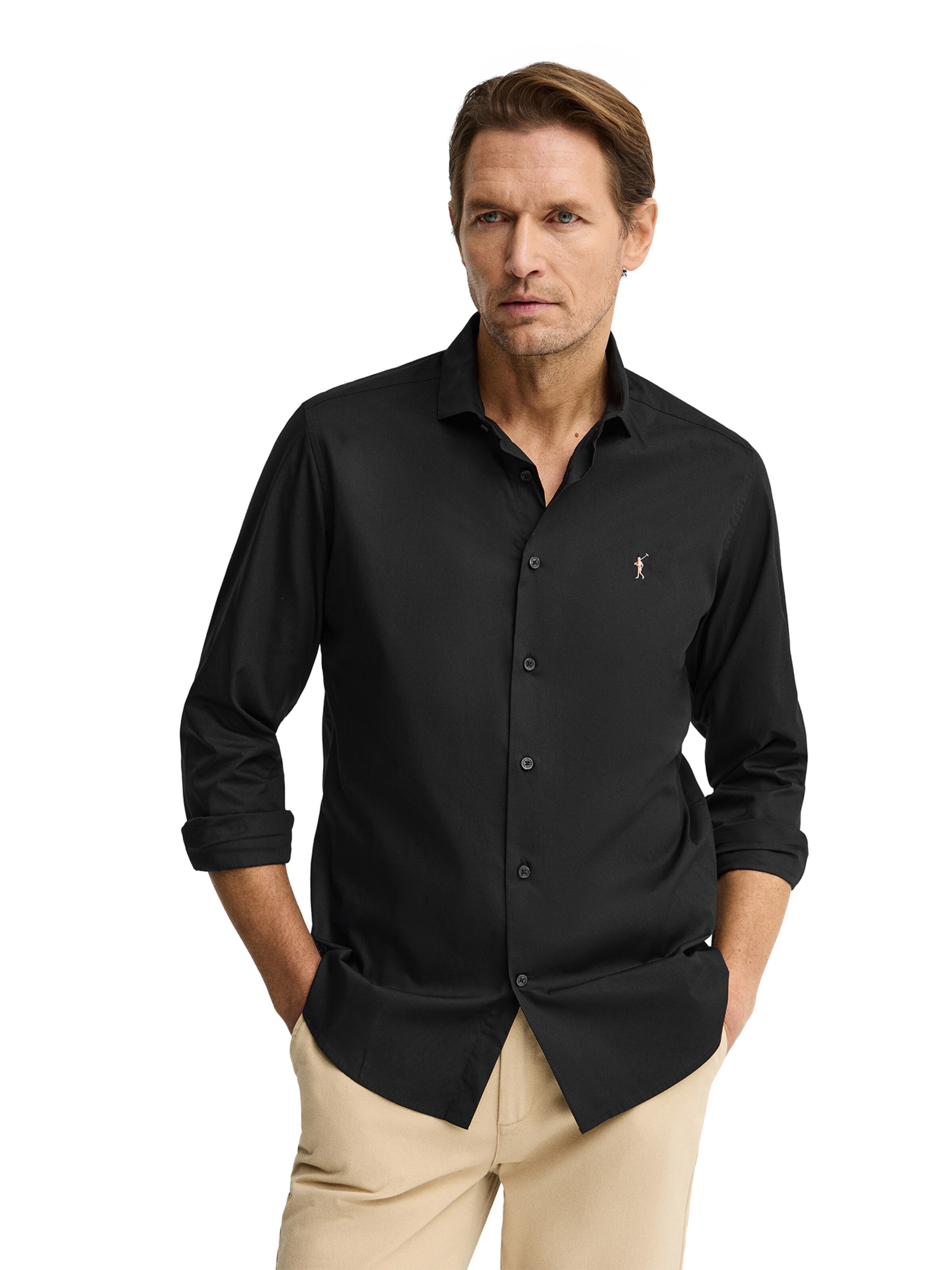 Polo Club Regular Fit Hemd in Schwarz: Vorderseite
