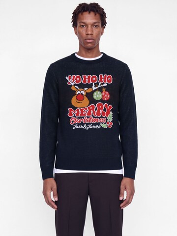 zils JACK & JONES Džemperis 'JJXmas Santa': no priekšpuses