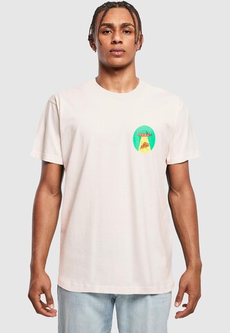 T-Shirt 'Ufo Pizza' Mister Tee en rose : devant