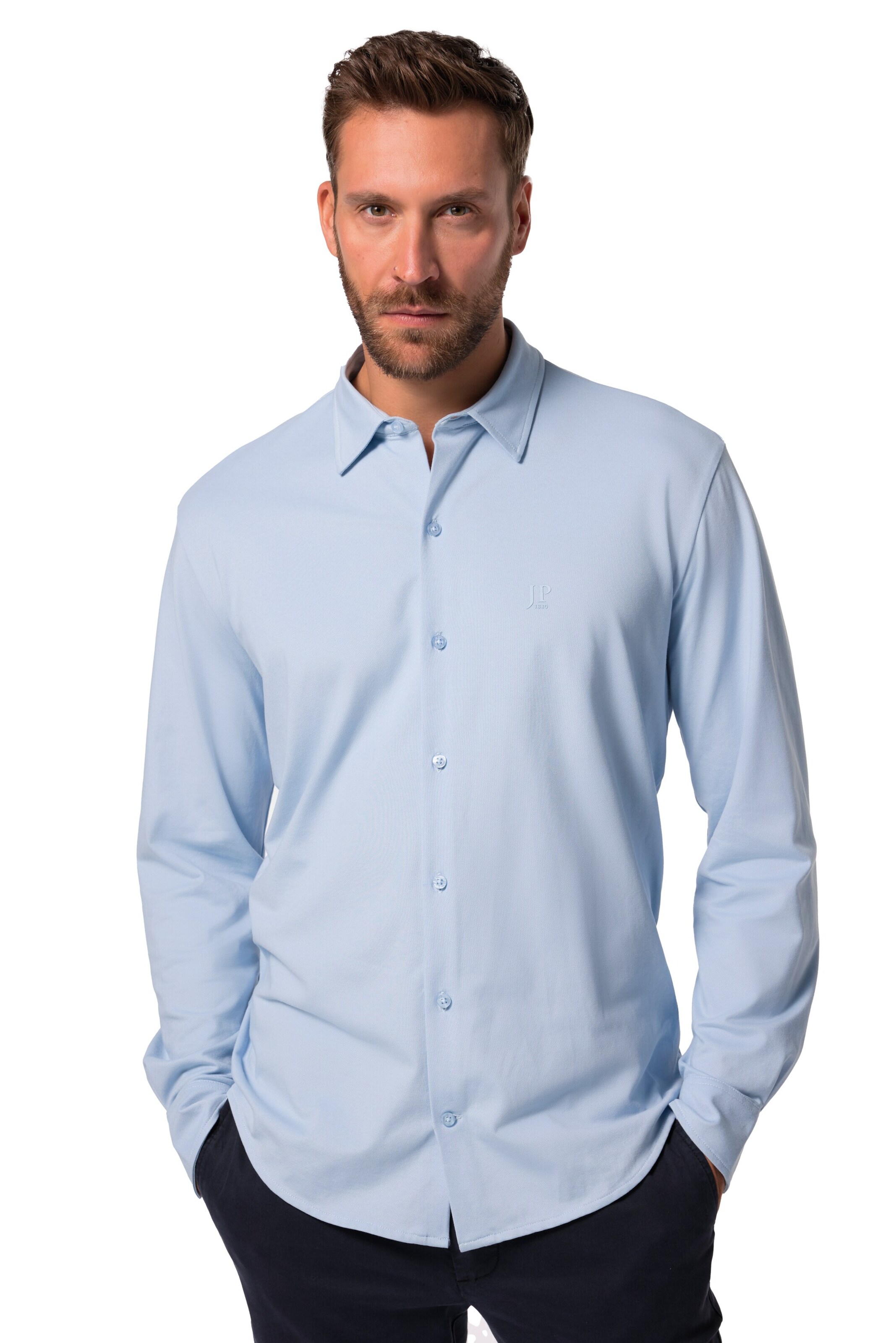 JP1880 Regular fit Overhemd in Blauw: voorkant
