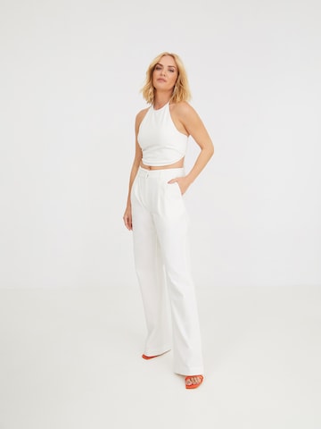 ABOUT YOU x Iconic by Tatiana Kucharova Loose fit Pants 'Rachel' in White