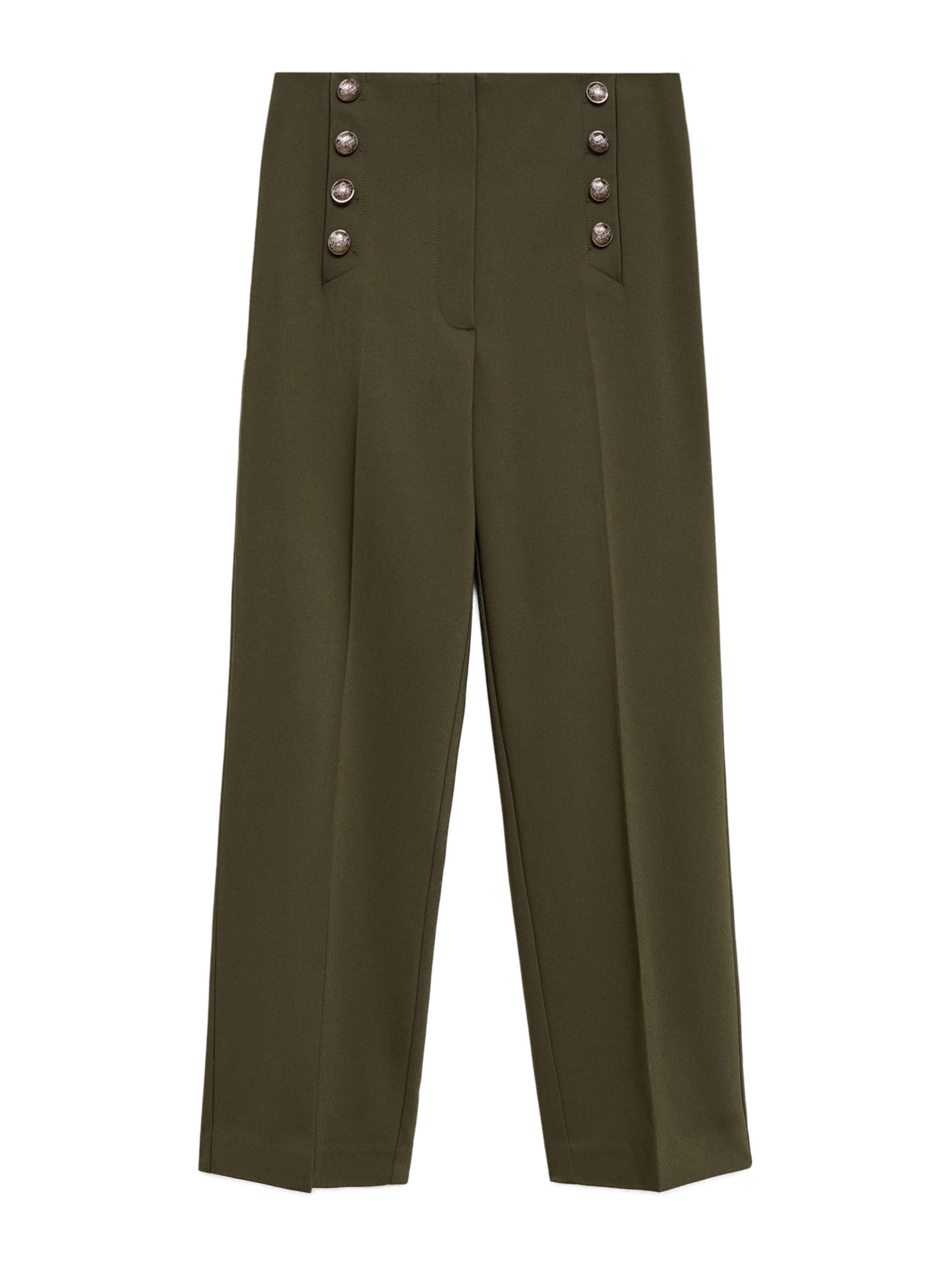 MANGO Nohavice s pukmi 'BOTONES' - Zelená: predná strana