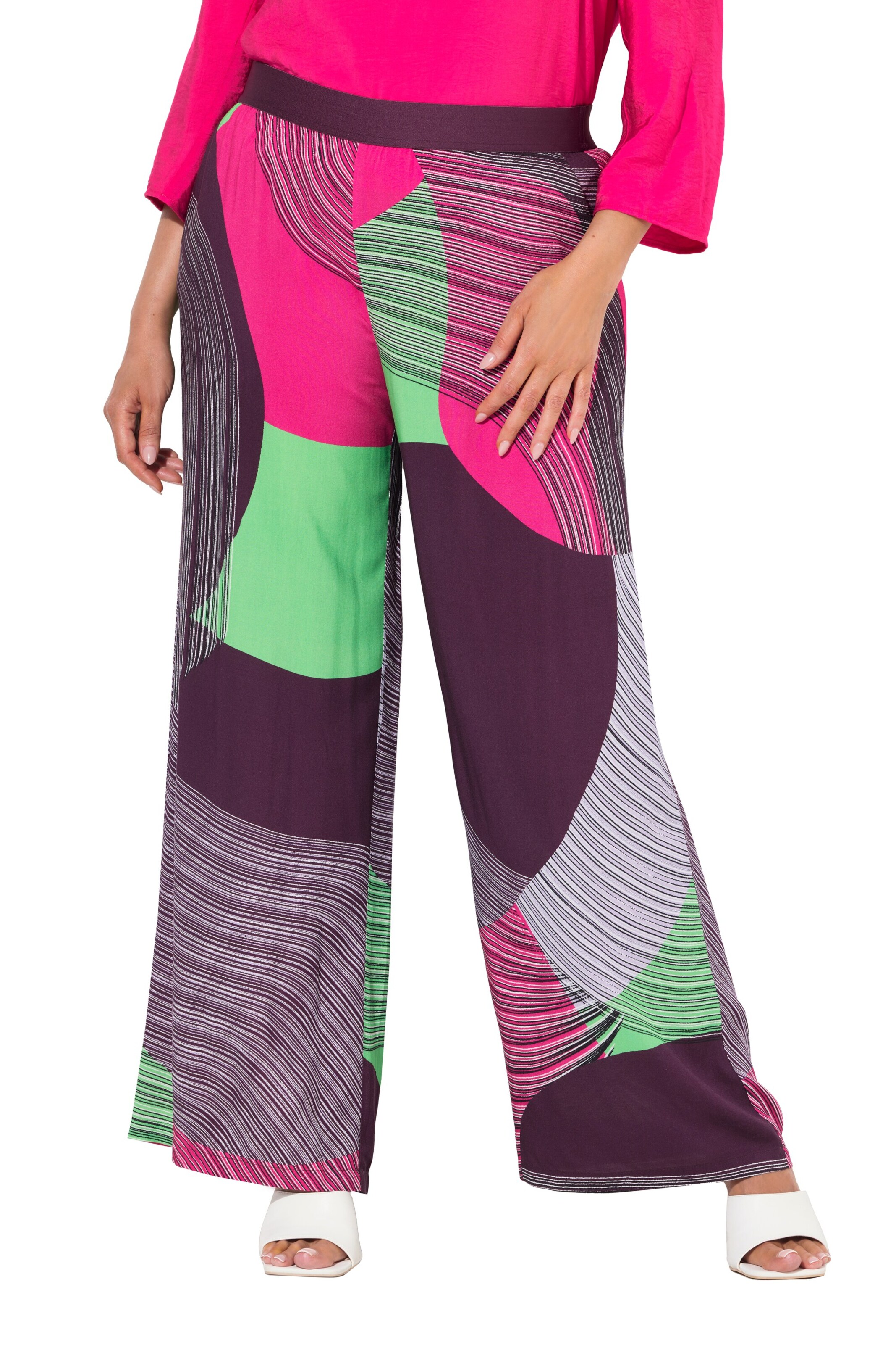 Ulla Popken Wide Leg Hose in Mischfarben: Vorderseite