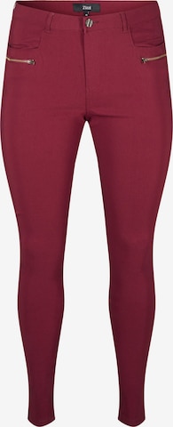 Skinny Pantalon 'JEVA' Zizzi en rouge : devant