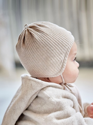 MAXIMO Mütze 'GOTS BABY-Mütze, Rippe Baumwollfleecefutter, Bindeband'‌‌‌‌‌‌‌‌‌ in Beige