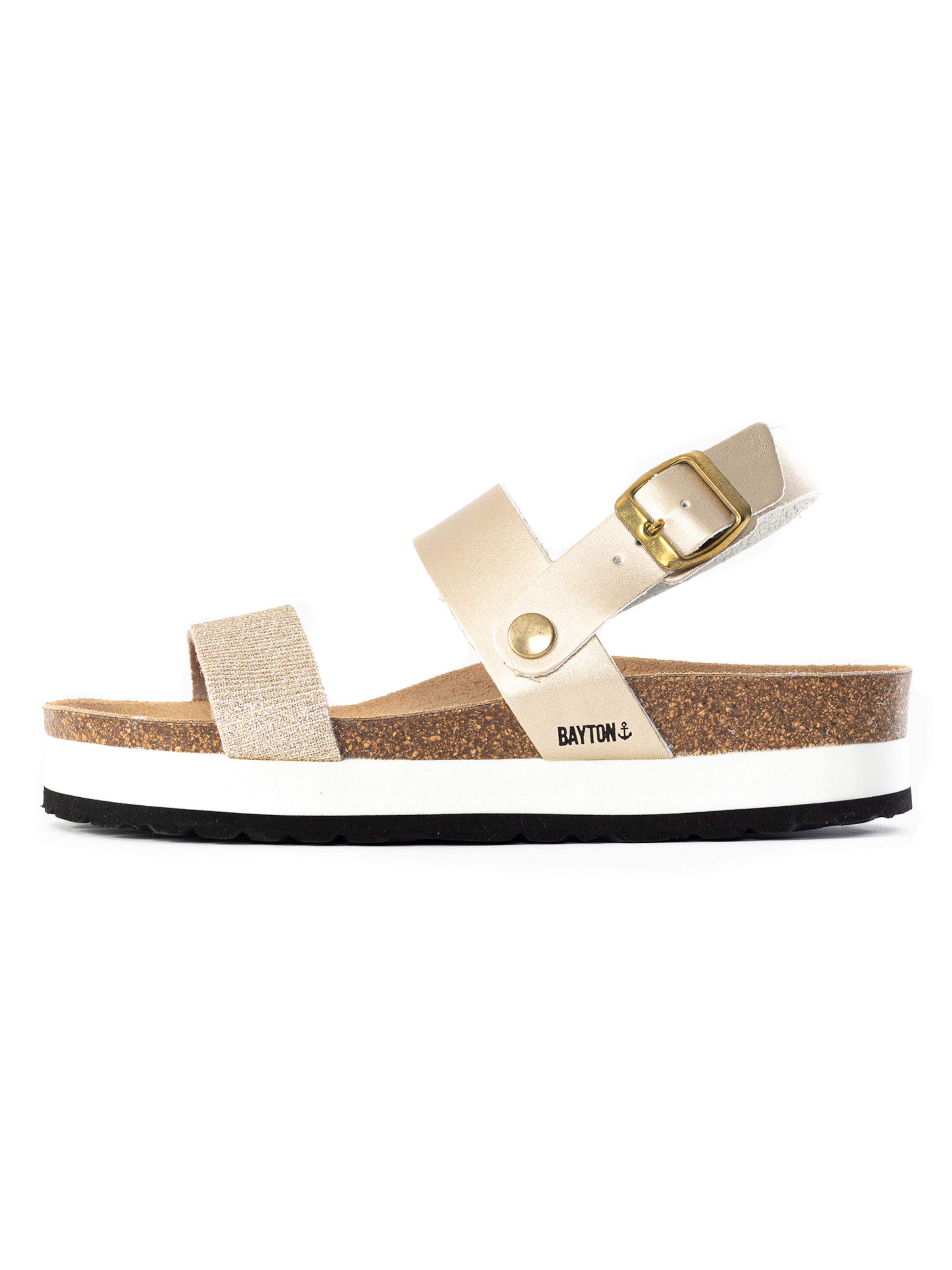 Bayton Sandalen met riem 'Almeria' in Goud: voorkant