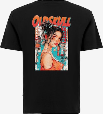 Oldskull T-Shirt 'Retro Pixel Lady' in Schwarz: Vorderseite
