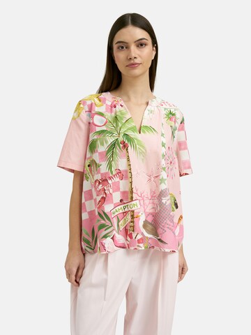 Smith&Soul Gemusterte Schlupfbluse Kurzarm in Pink: Vorderseite