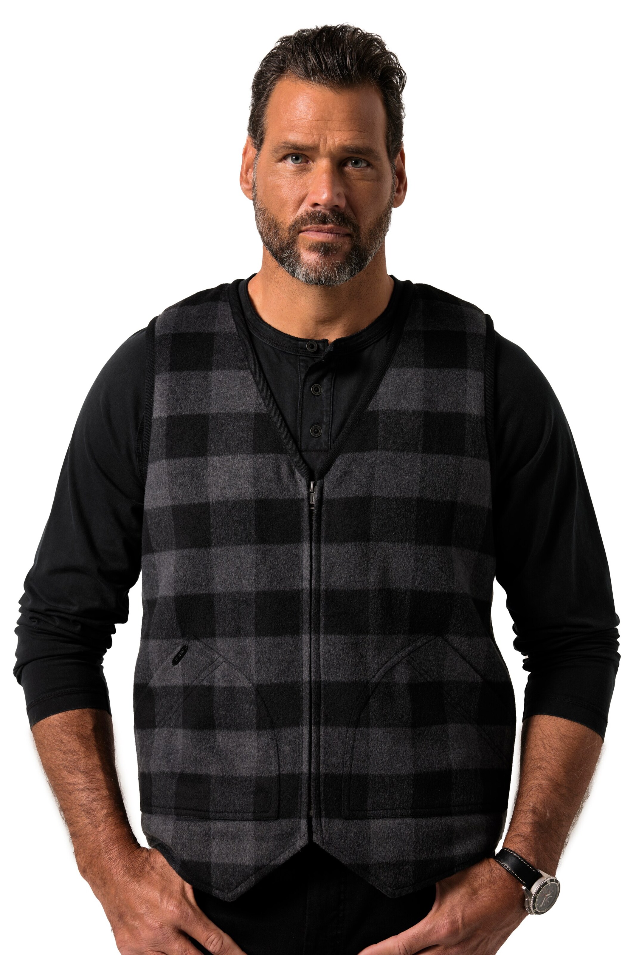 JP1880 Weste in Schwarz: Vorderseite