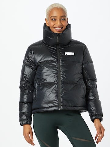 PUMA Athletic Jacket in Black: front