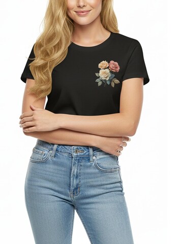 MAKAYA Shirt 'Three Roses' in Black