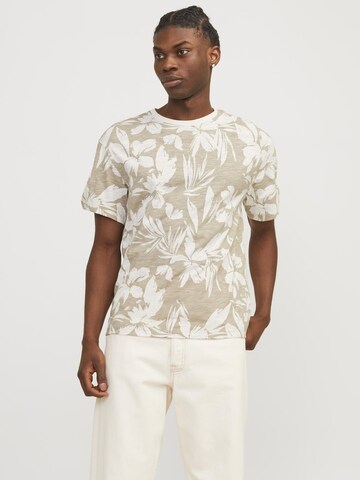 T-Shirt 'Jeff' JACK & JONES en beige : devant