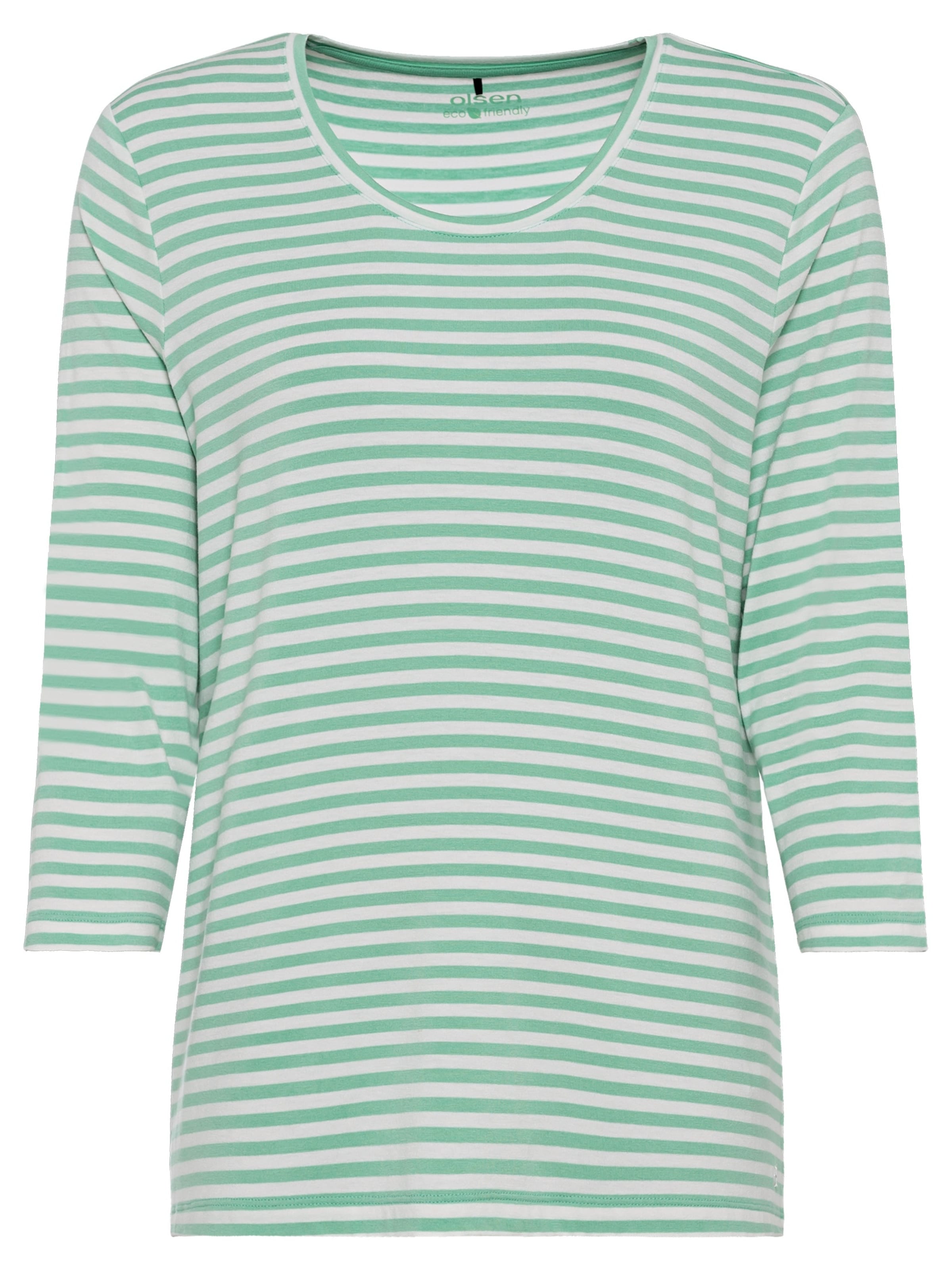 Frauen Shirts & Tops Olsen Shirt 'Hannah' in Grün, Weiß - HV32767