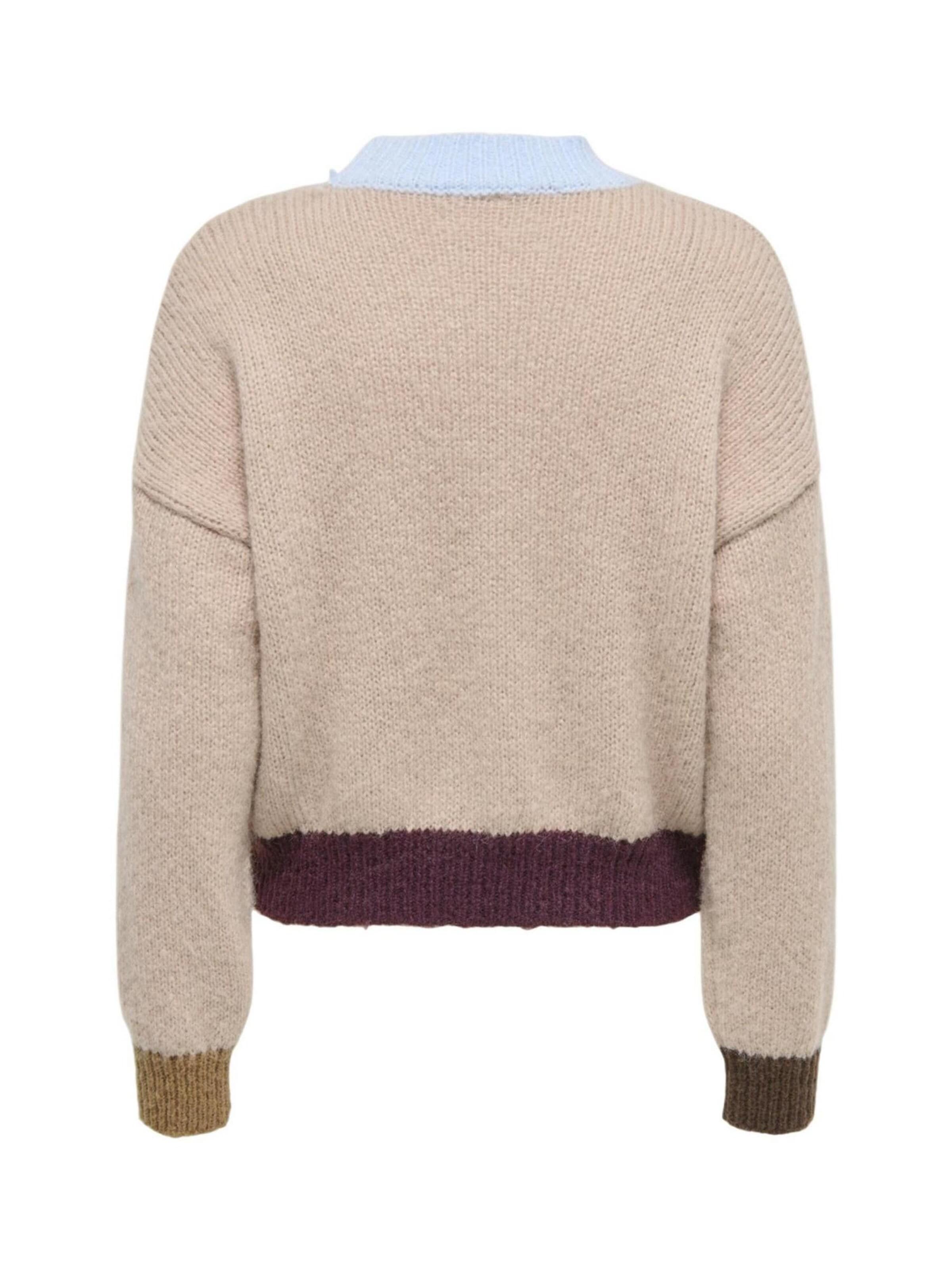 Pullover 'ONLOLINA LS CONTRAST HIGHNECK CC KNT 15375631' di ONLY in beige