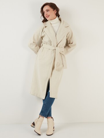 LELA Between-Seasons Coat in Beige: front