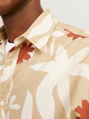 JACK & JONES Regular Fit Hemd 'JORJoshua Aruba' in Beige